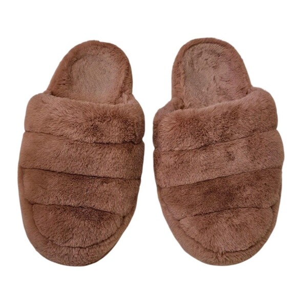 Vionic Cosmina Faux Fur Womens 9 Slip On Slide Slippers Cozy Comfort House Shoes - Picture 2 of 9